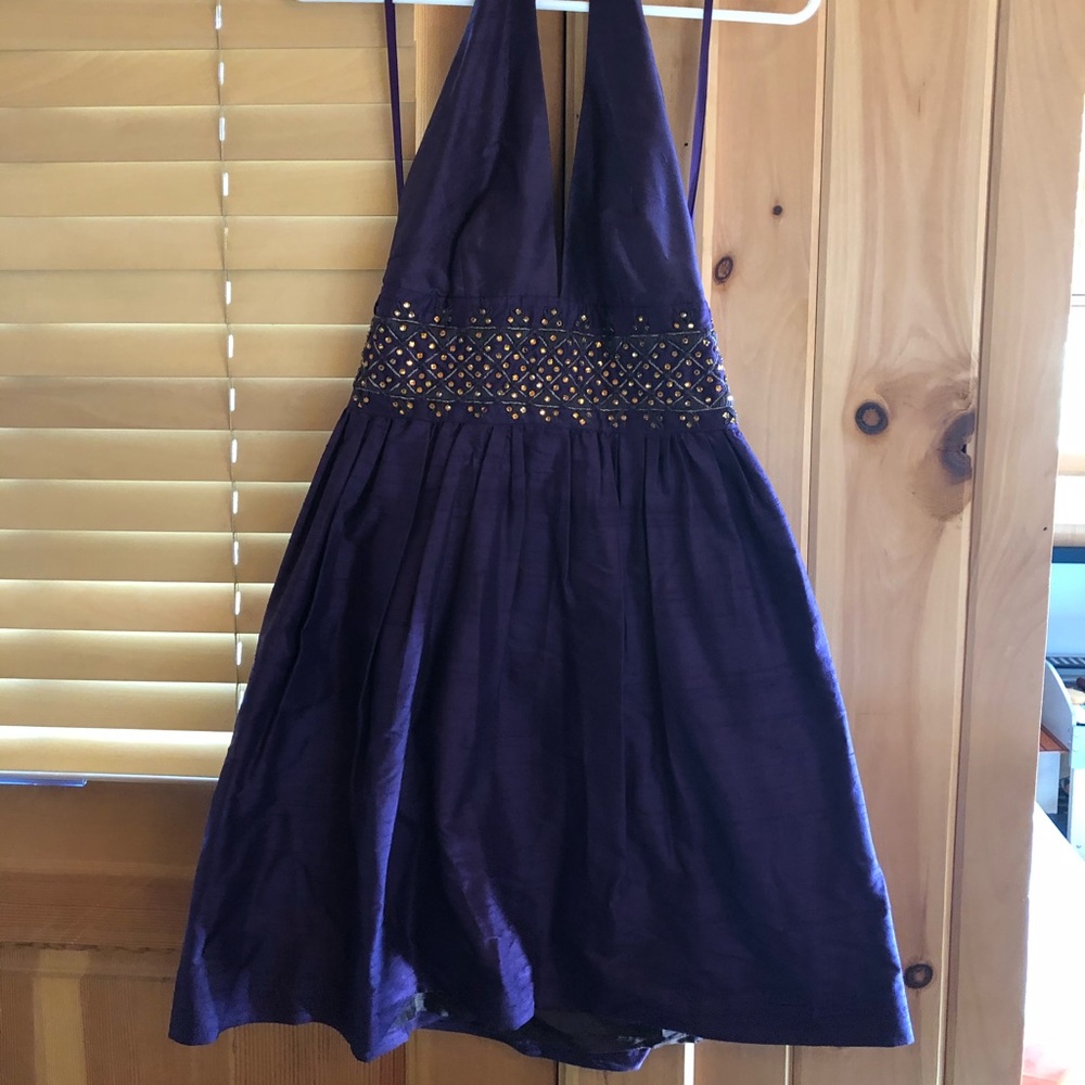 Eggplant Milly halter sparkle party dress